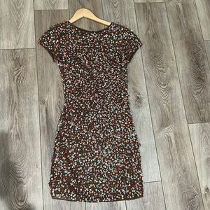 Jovanni dress size 4. Brown with teal and peach sequence.